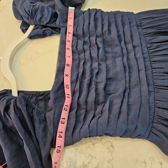 Abercrombie & Fitch Emerson Poplin Puff Sleeve Dress Size XS Navy - Picture 8 of 12